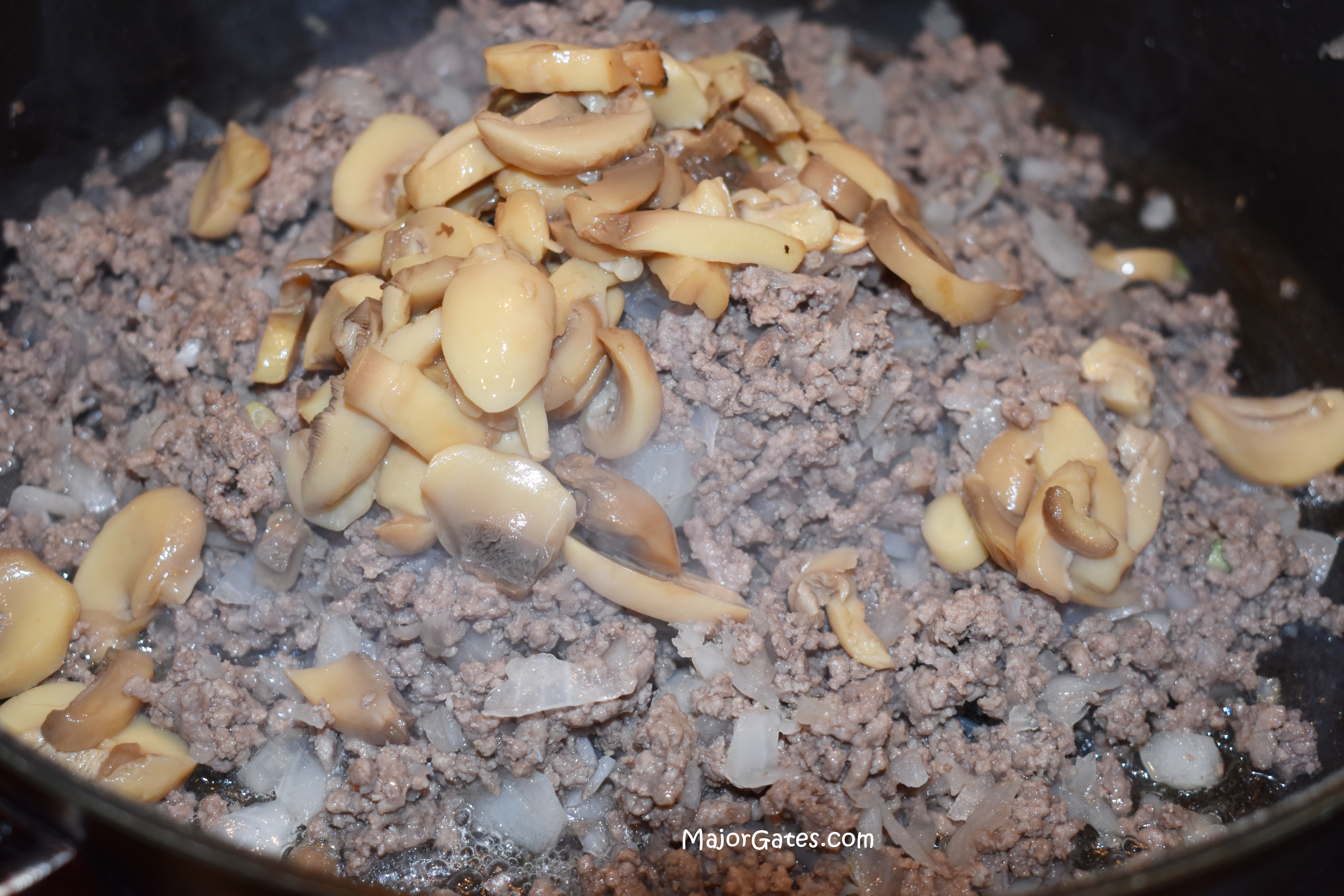 can mushrooms to the meat mixture