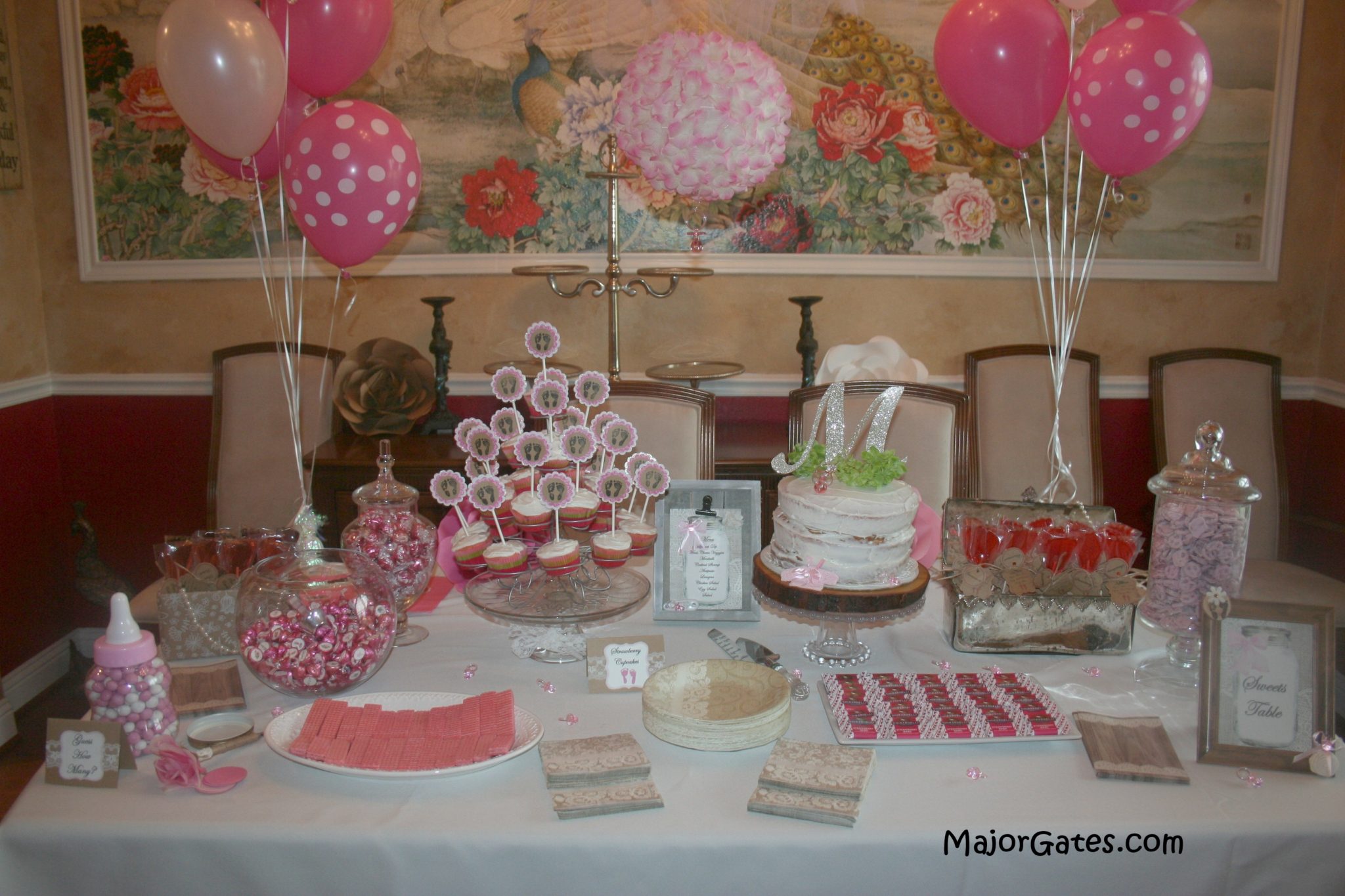 Girls Baby Shower Sweets Table
