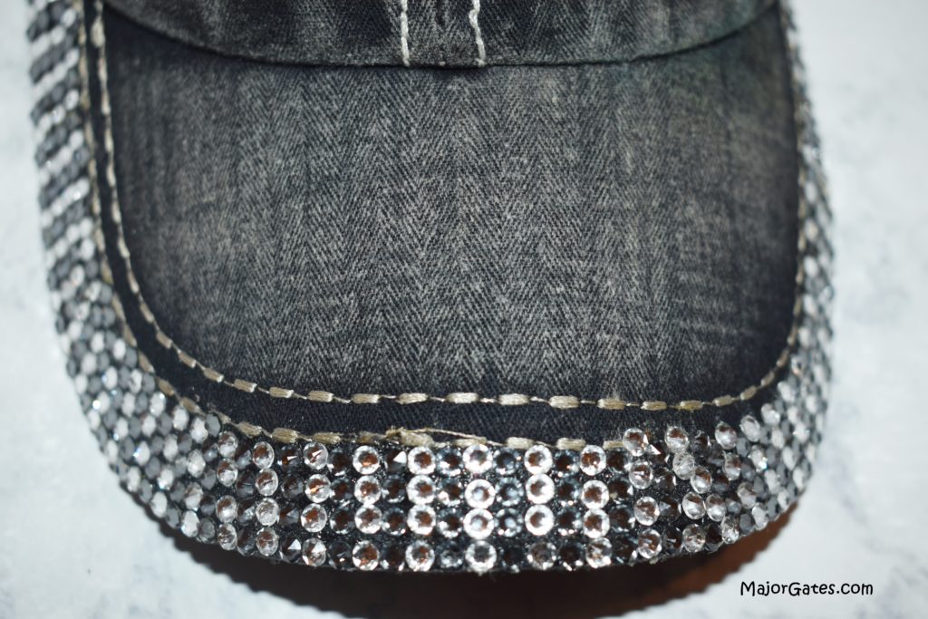 Trim on bling hat