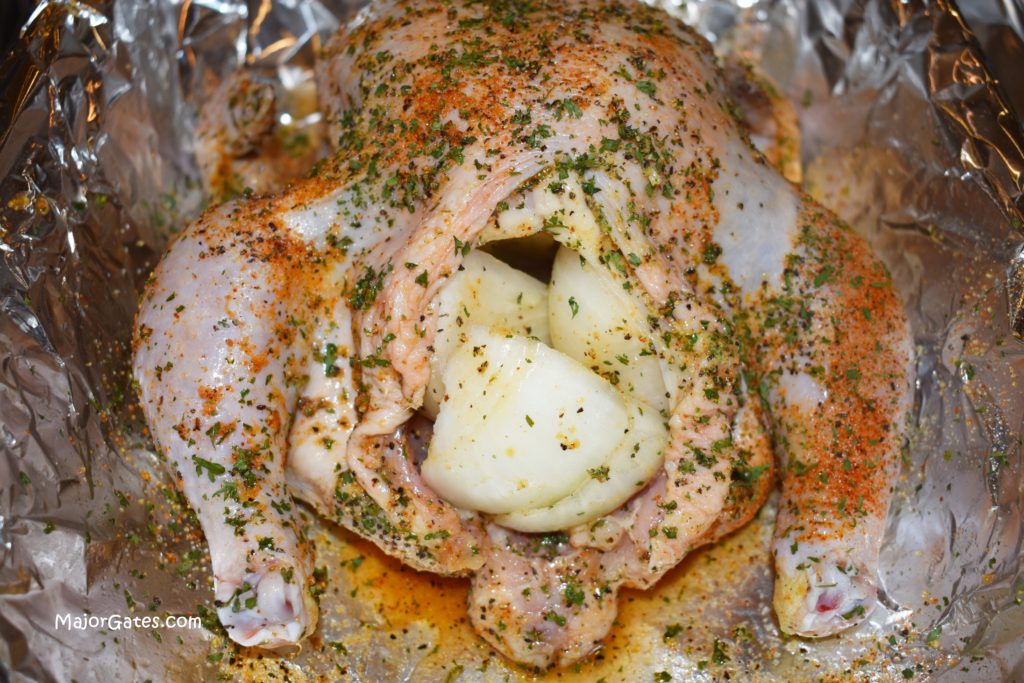 Whole Chicken Stuffed with onion