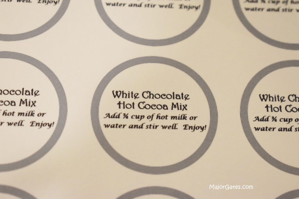 hot cocoa label