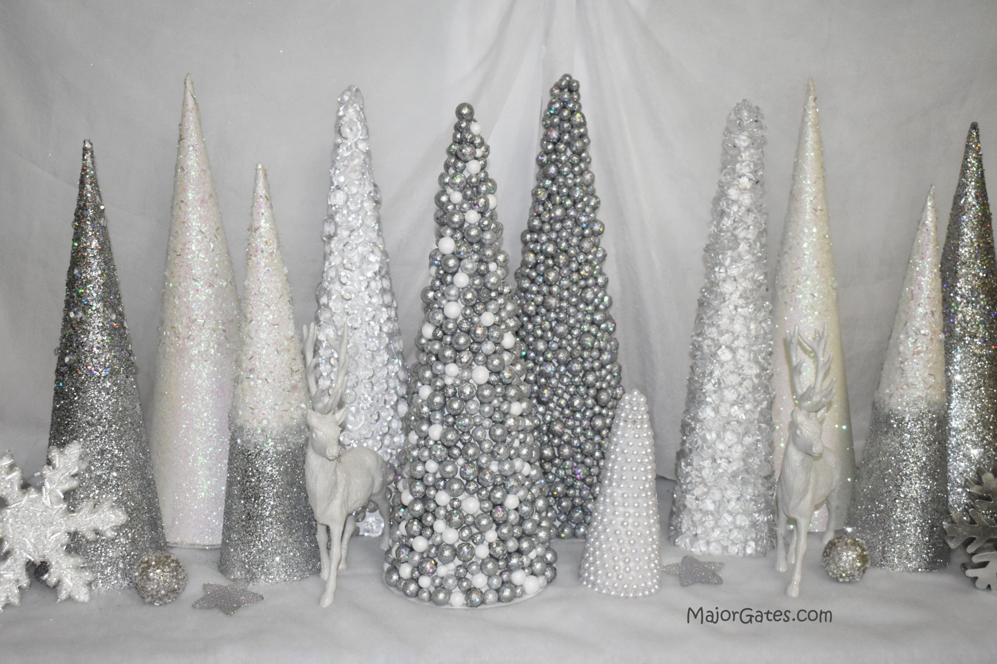 Decorative Foam Ball Cone Tree Set of 2