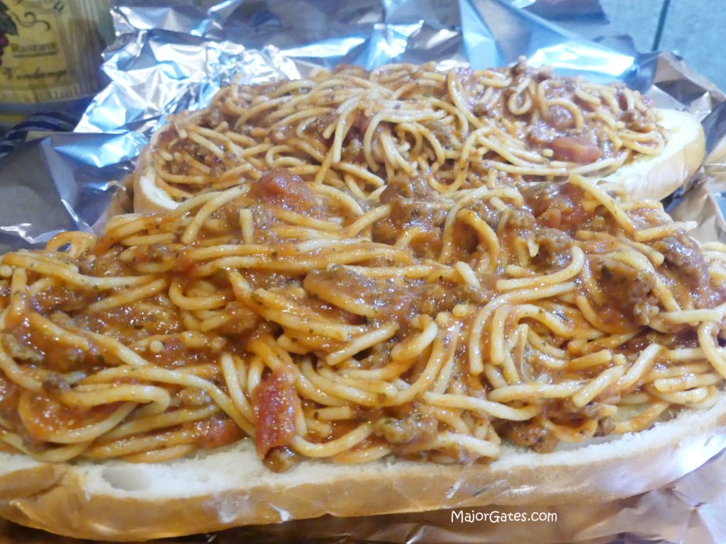 Spaghetti Stuffed Garlic Bread