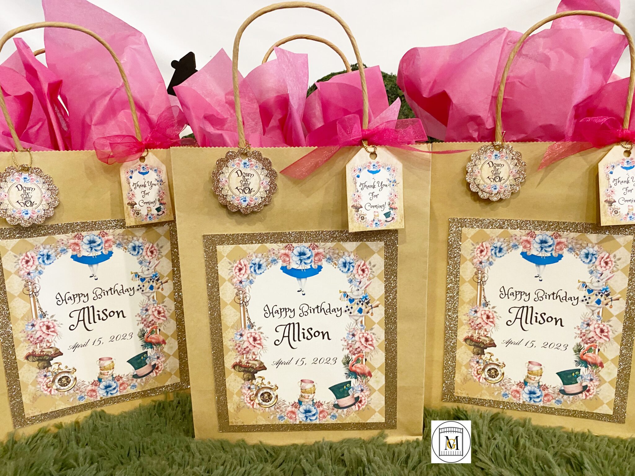 Alice In Wonderland/Onederland Gift Bag/Favor Bag Labels2 -EDITABLE · Major  Gates
