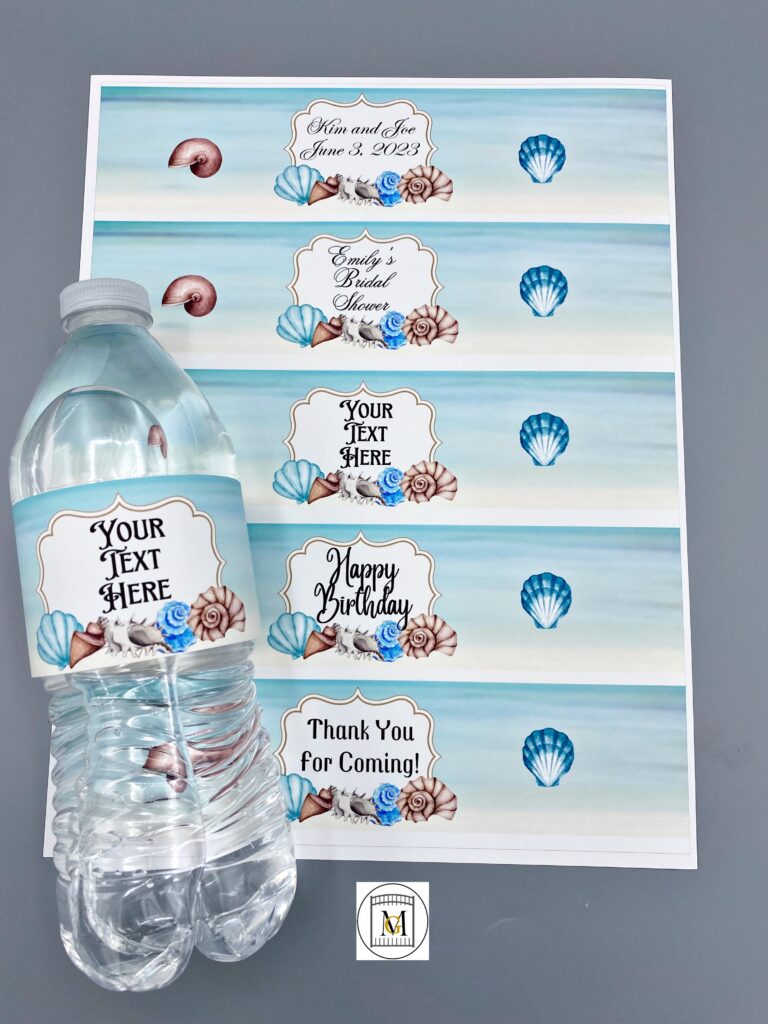 Ocean Beach Birthday Water Bottle Labels-EDITABLE · Major Gates