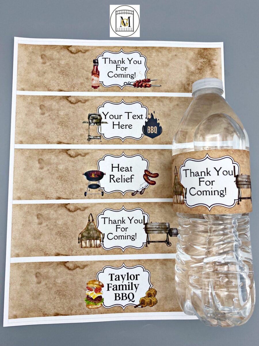 BBQ Water Bottle Labels