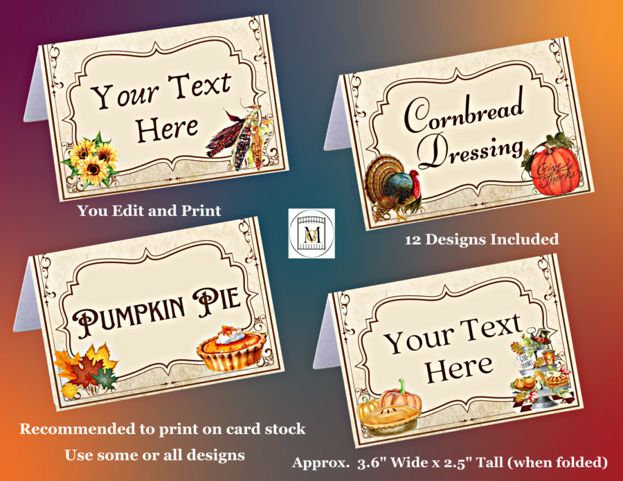 Thanksgiving Place Cards/Food Tent Labels