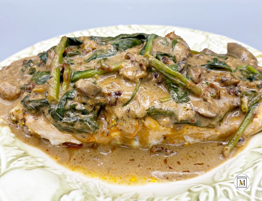 Salmon with Creamy Spinach and Mushroom Sauce · Major Gates