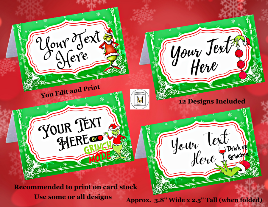 Grinch place cards/Food Tent Labels