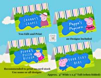Peppa Pig Food Tents/Place Cards/Candy Labels