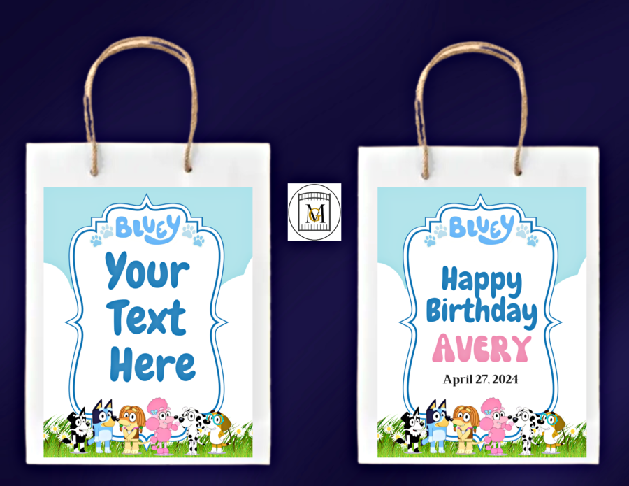 Bluey Favor Gift Bag Label