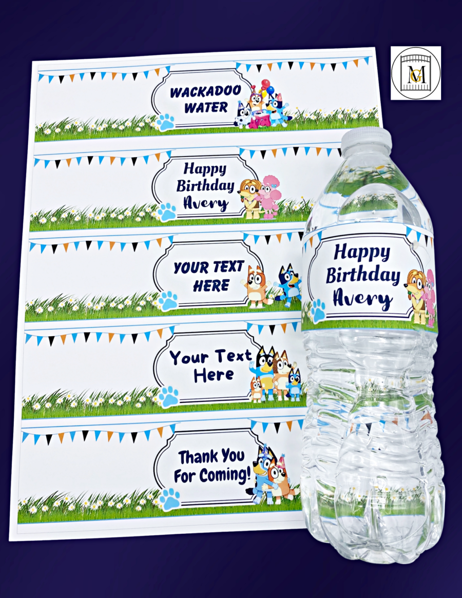 Bluey Water Bottle Labels