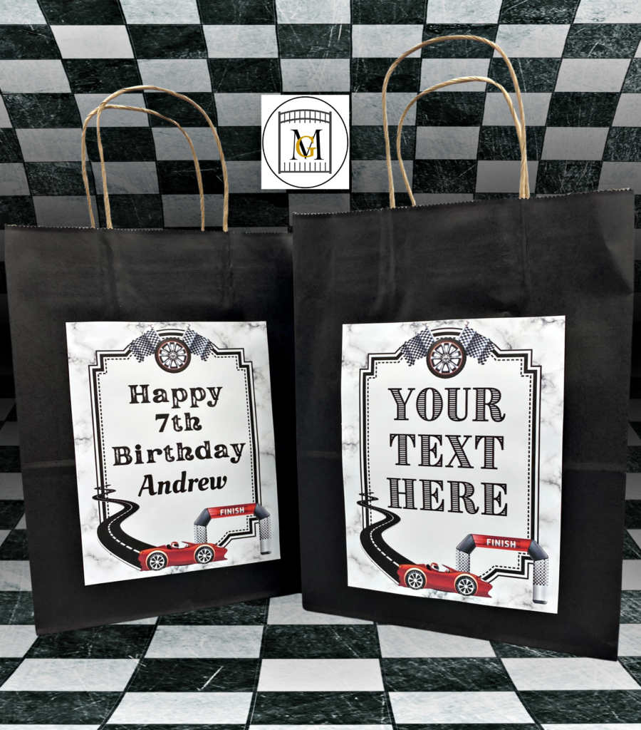 Racing Car Gift Bag Label