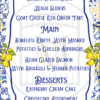 Blue and Yellow Lemon Mediterranean Party Menu