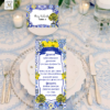 Blue and Yellow Lemon Mediterranean Party Menu