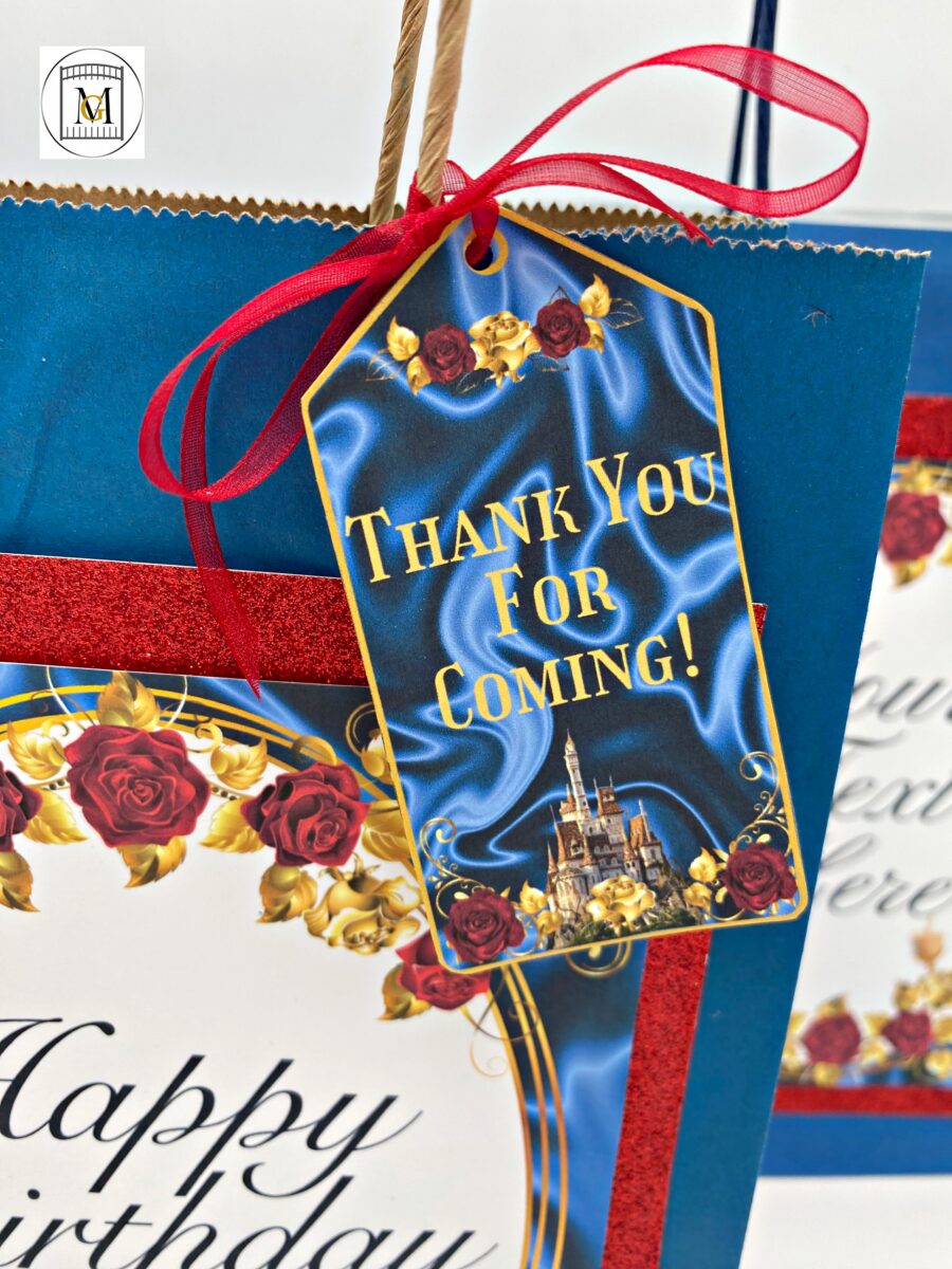 Beauty and the Beast party favor tag