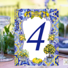 Lemon and Blue Table Number Download