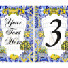 Lemon and Blue Table Number Download