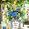 Lemon and Blue Table Number Download