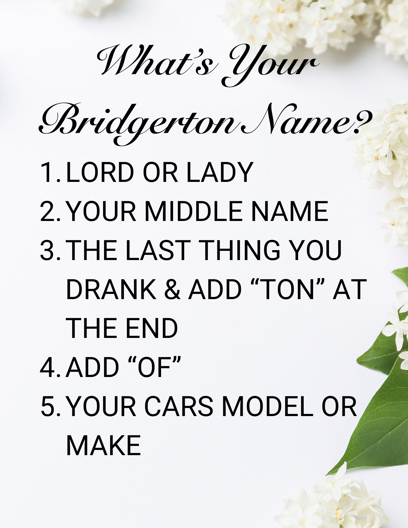 Bridgerton Name - Party Food Ideas