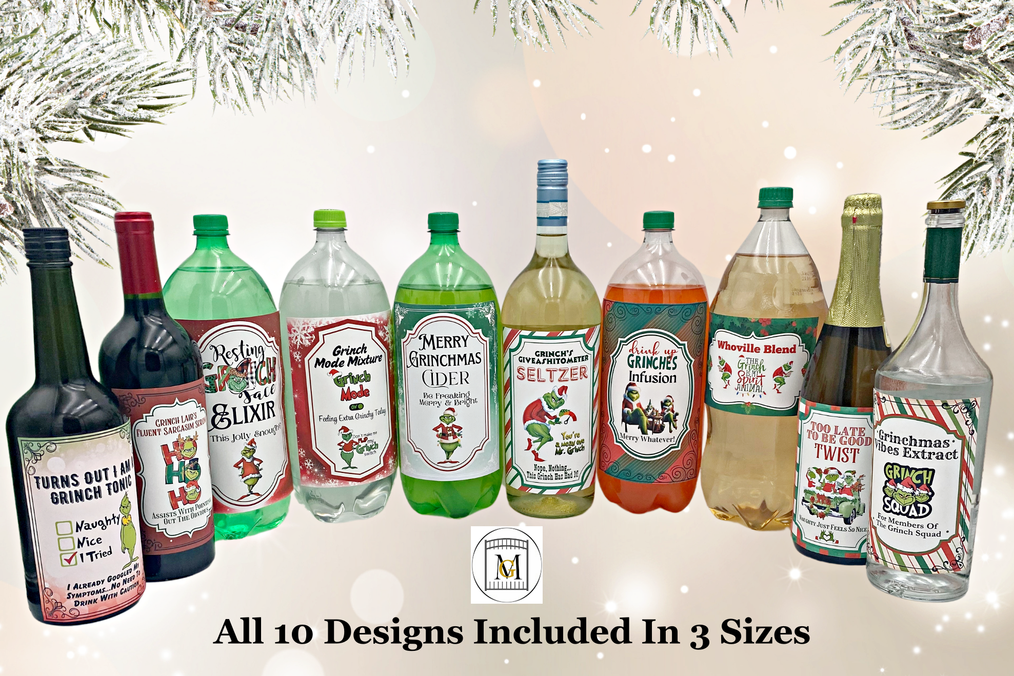 Grinch 2-Liter/Wine Bottle Labels