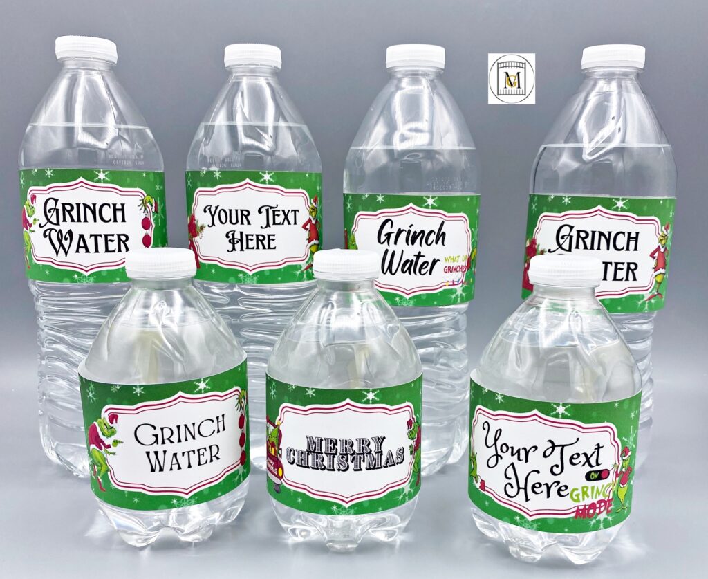 Grinch Water Bottle Labels