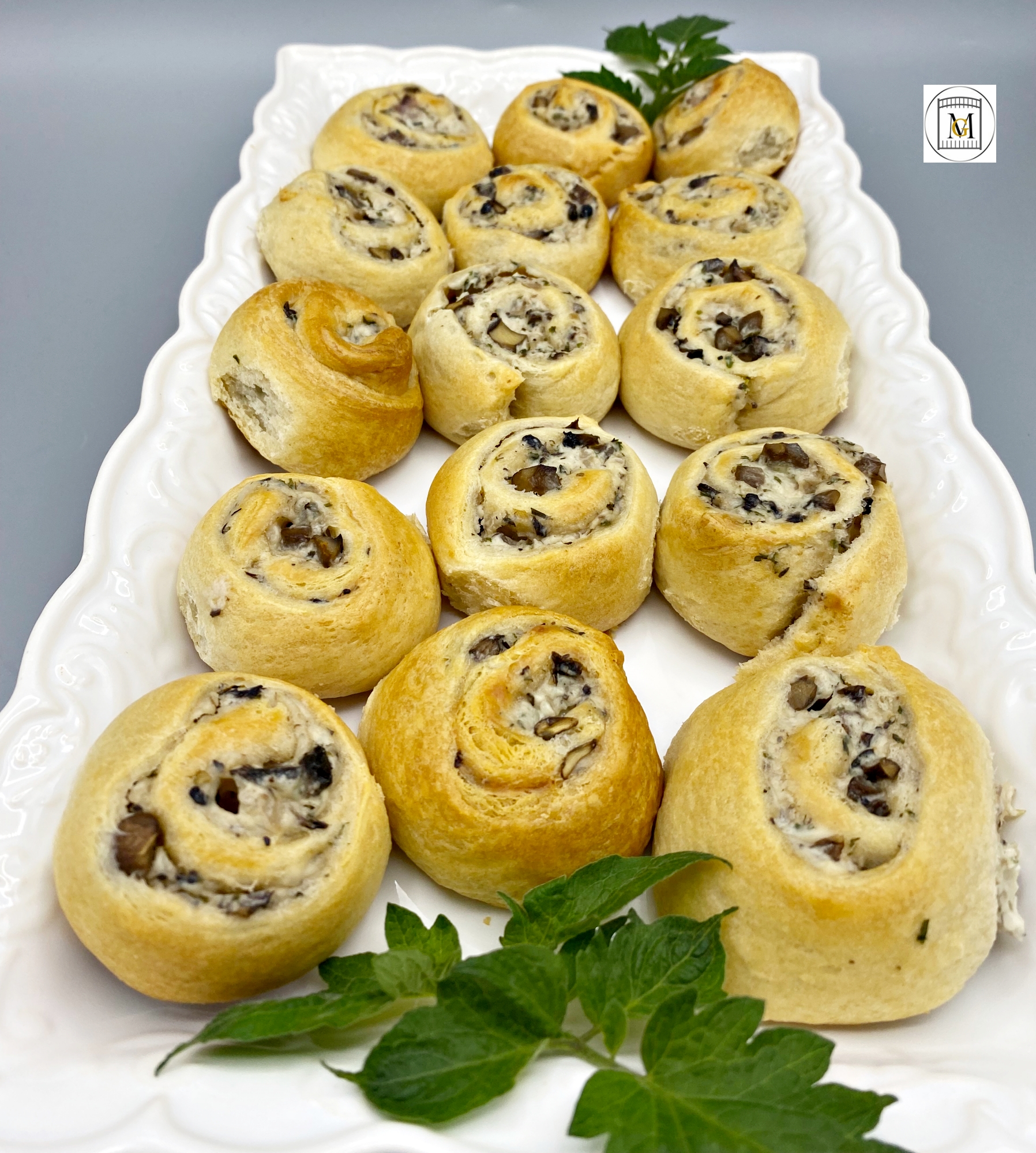 Mushroom and Cream Cheese Spirals