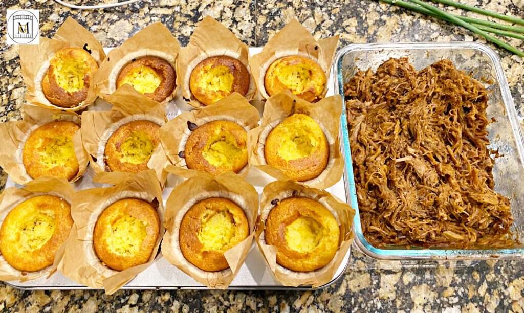Pulled Pork Stuffed Cornbread Muffins