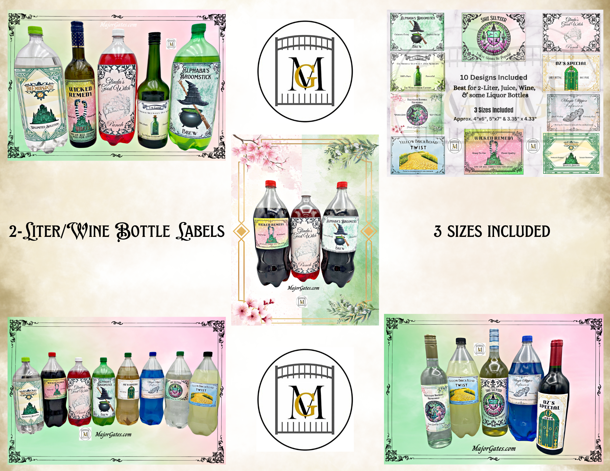 Wicked-WizOz 2liter-wine bottle labels