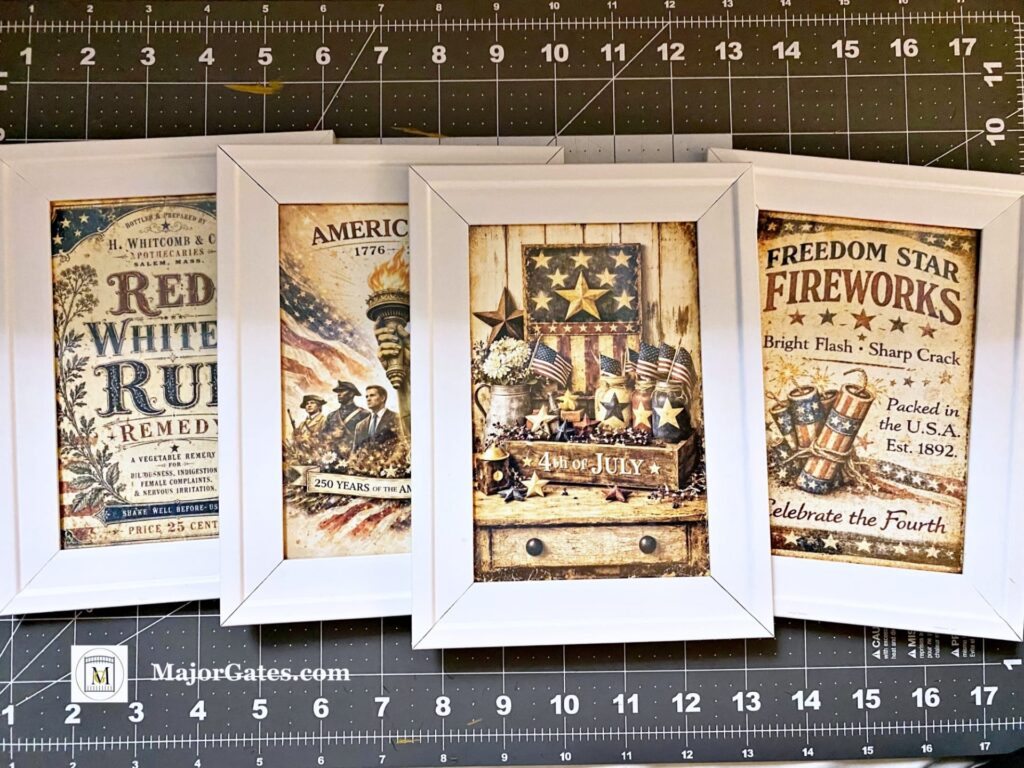 Americana Picture Frame Centerpieces